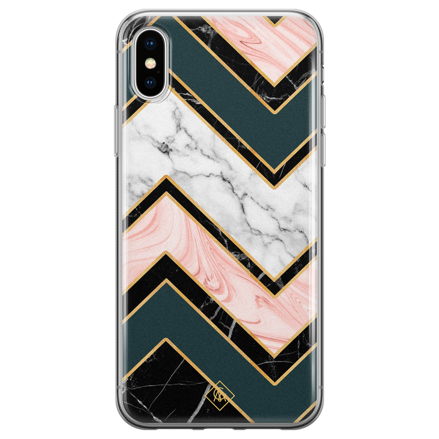 iPhone X/XS siliconen hoesje - Marmer triangles