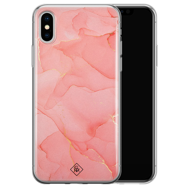Casimoda iPhone X/XS siliconen hoesje - Marmer roze