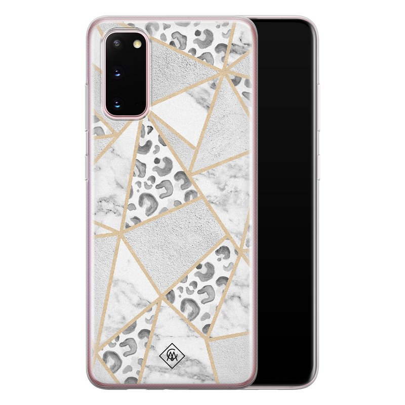 Casimoda Samsung Galaxy S20 siliconen telefoonhoesje - Stone & leopard print