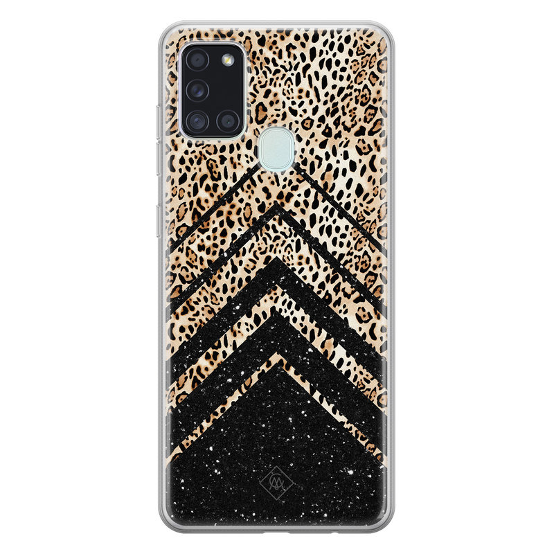 Casimoda Samsung Galaxy A21s siliconen hoesje - Chevron luipaard