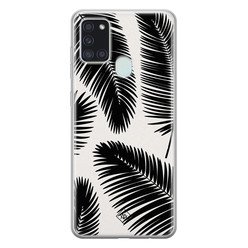 Casimoda Samsung Galaxy A21s siliconen hoesje - Palm leaves silhouette