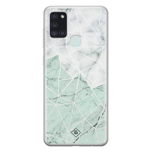 Casimoda Samsung Galaxy A21s siliconen hoesje - Marmer mint mix