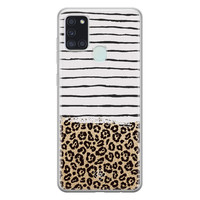 Casimoda Samsung Galaxy A21s siliconen telefoonhoesje - Leopard lines