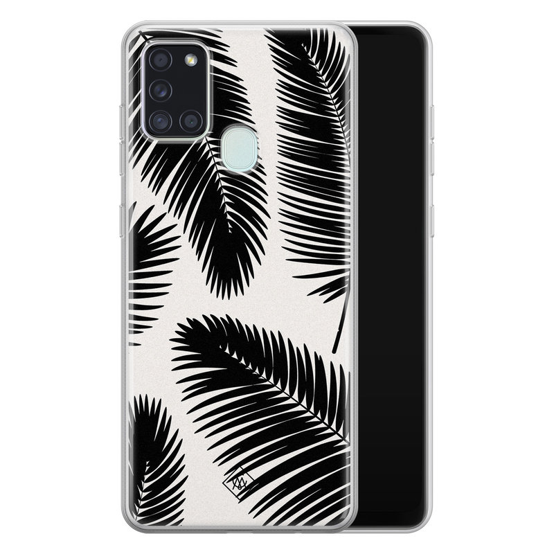 Casimoda Samsung Galaxy A21s siliconen telefoonhoesje - Palm leaves silhouette