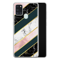 Casimoda Samsung Galaxy A21s siliconen hoesje - Marble stripes