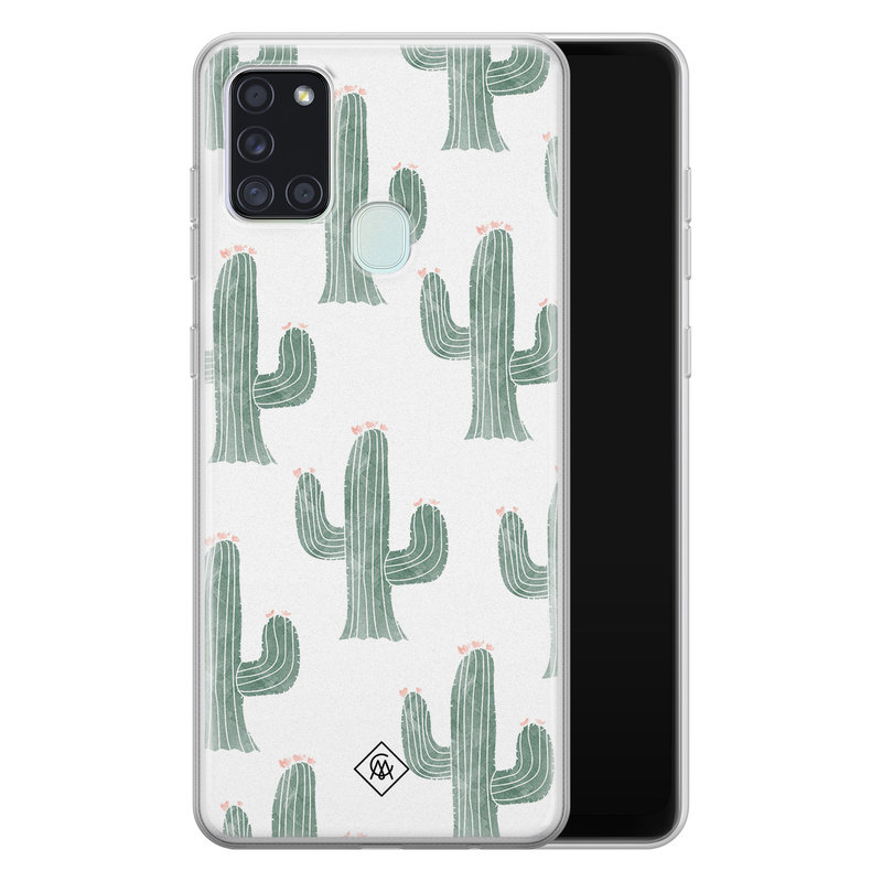 Casimoda Samsung Galaxy A21s siliconen telefoonhoesje - Cactus print