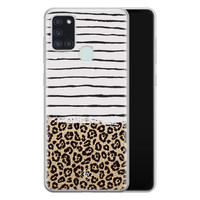 Casimoda Samsung Galaxy A21s siliconen telefoonhoesje - Leopard lines