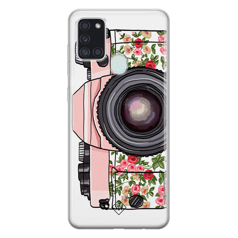 Casimoda Samsung Galaxy A21s siliconen telefoonhoesje - Hippie camera