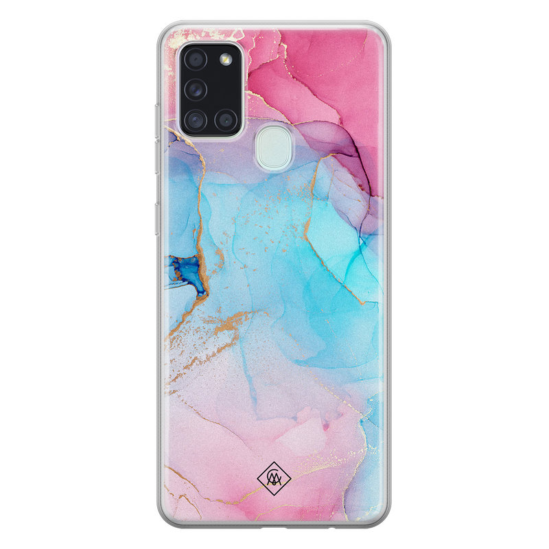 Casimoda Samsung Galaxy A21s siliconen hoesje - Marble colorbomb