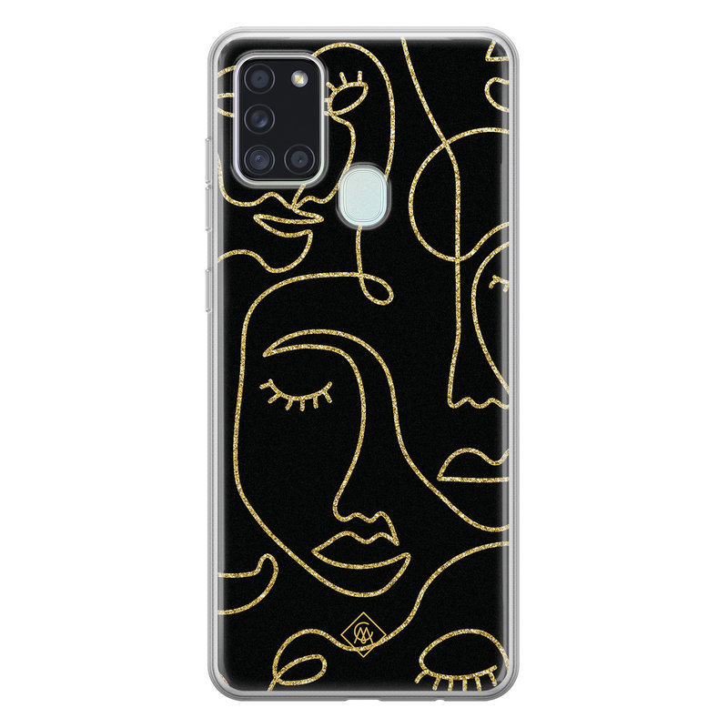 Casimoda Samsung Galaxy A21s siliconen hoesje - Abstract faces