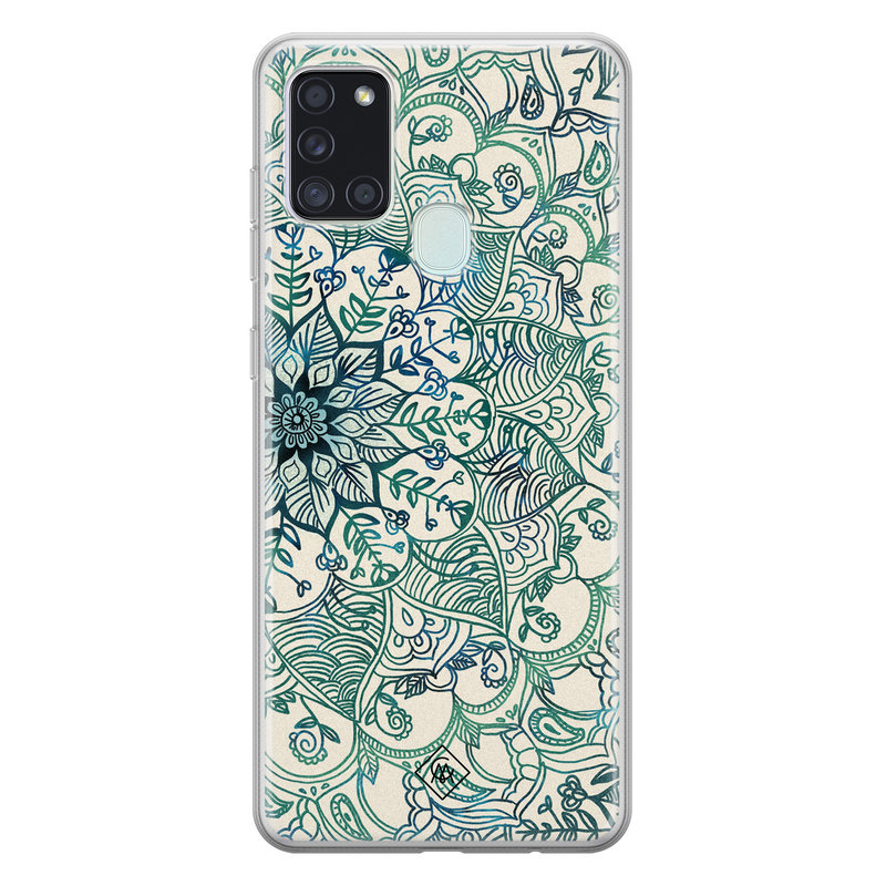 Casimoda Samsung Galaxy A21s siliconen hoesje - Mandala blauw