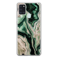 Casimoda Samsung Galaxy A21s siliconen hoesje - Green waves