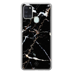 Casimoda Samsung Galaxy A21s siliconen hoesje - Marmer zwart