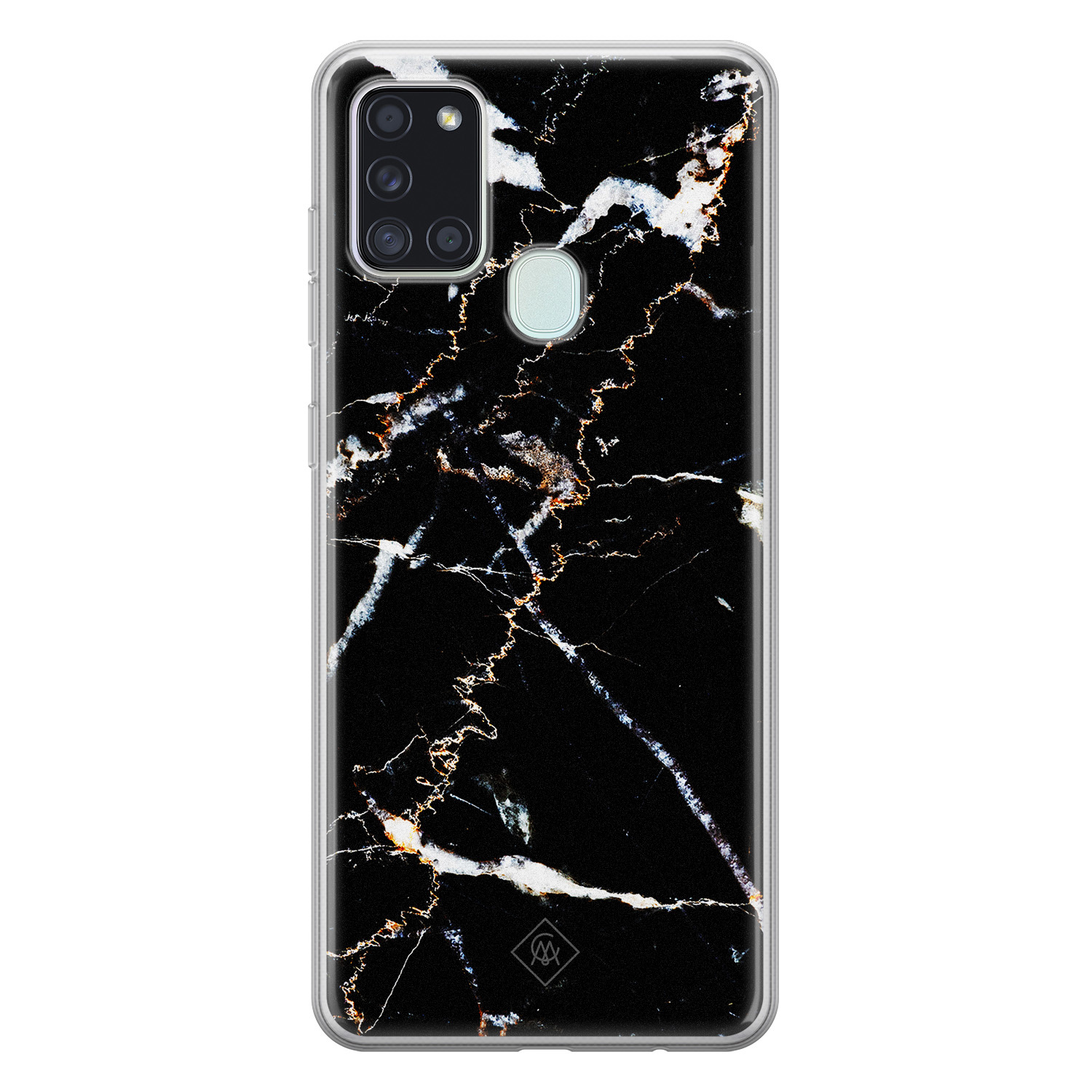Samsung Galaxy A21s siliconen hoesje Marmer zwart