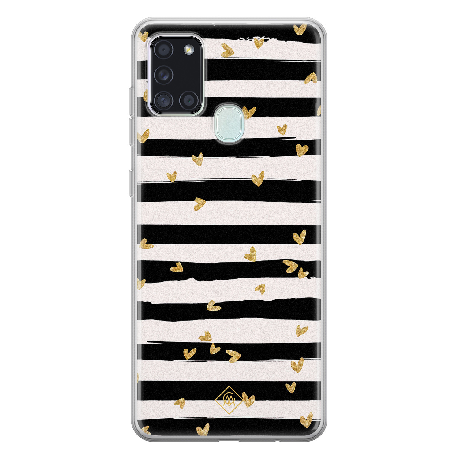 Samsung Galaxy A21s siliconen telefoonhoesje Hart streepjes