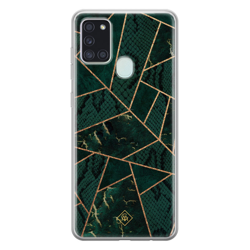 Casimoda Samsung Galaxy A21s siliconen hoesje - Abstract groen