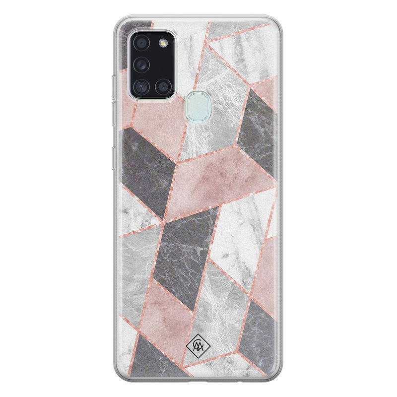 Casimoda Samsung Galaxy A21s siliconen telefoonhoesje - Stone grid