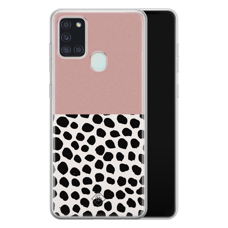 Casimoda Samsung Galaxy A21s siliconen hoesje - Pink dots