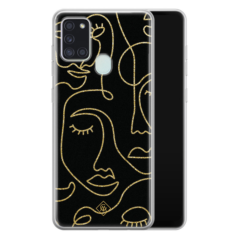 Casimoda Samsung Galaxy A21s siliconen hoesje - Abstract faces