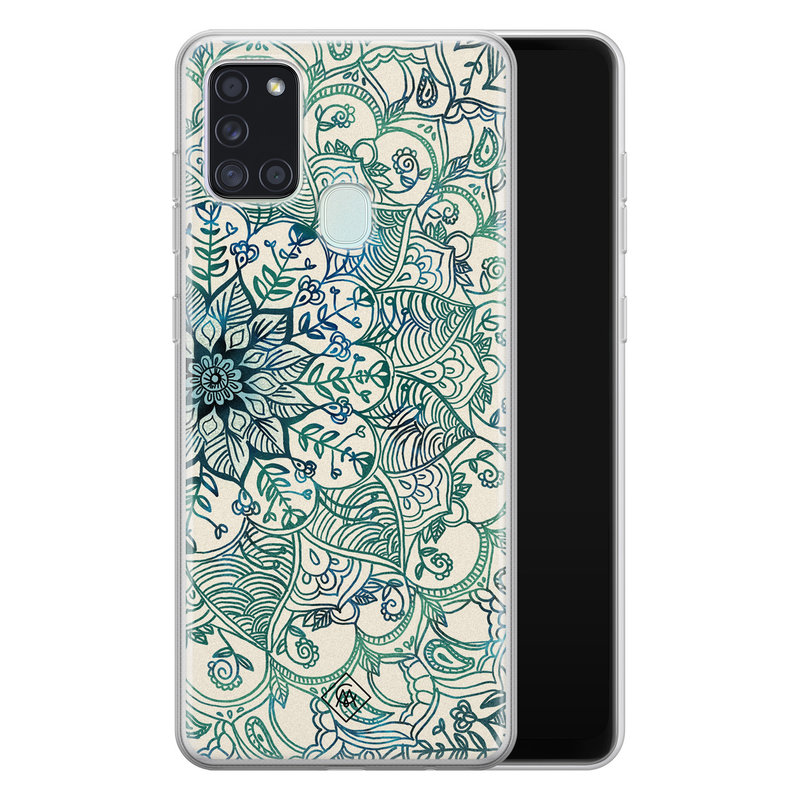 Casimoda Samsung Galaxy A21s siliconen hoesje - Mandala blauw