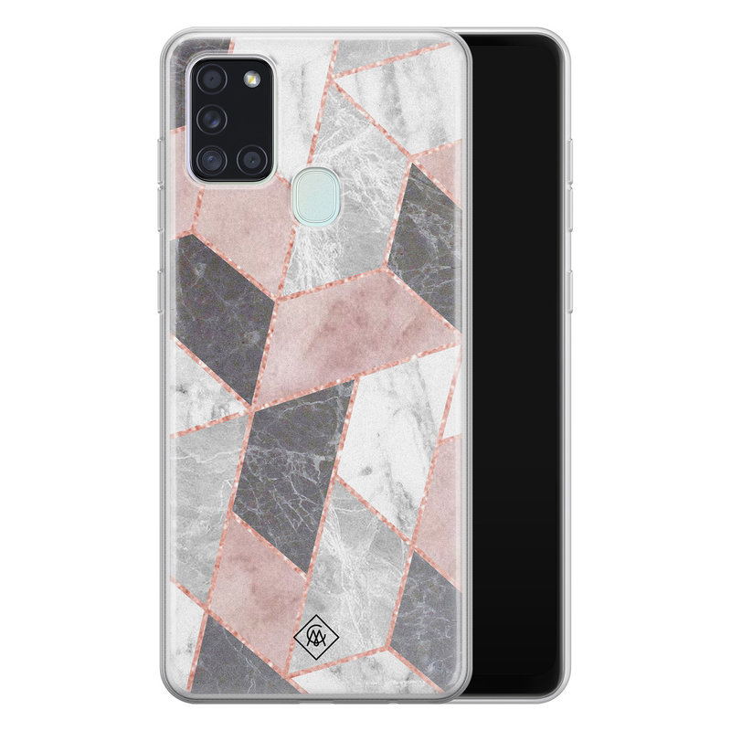 Casimoda Samsung Galaxy A21s siliconen telefoonhoesje - Stone grid