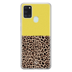 Casimoda Samsung Galaxy A21s siliconen hoesje - Luipaard geel