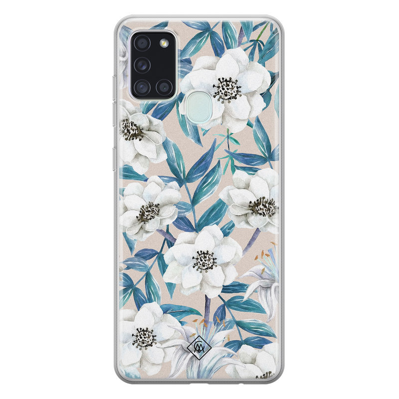 Casimoda Samsung Galaxy A21s siliconen telefoonhoesje - Touch of flowers