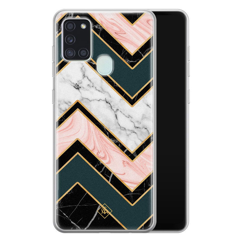 Casimoda Samsung Galaxy A21s siliconen hoesje - Marmer triangles