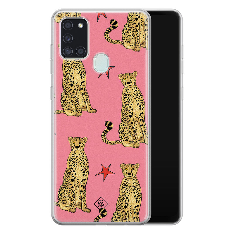 Casimoda Samsung Galaxy A21s siliconen hoesje - The pink leopard