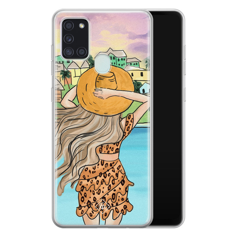 Casimoda Samsung Galaxy A21s siliconen hoesje - Sunset girl