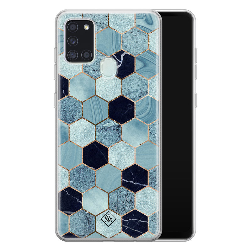 Casimoda Samsung Galaxy A21s siliconen hoesje - Blue cubes