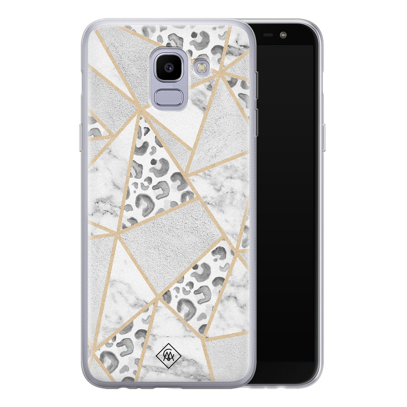Casimoda Samsung Galaxy J6 (2018) siliconen telefoonhoesje - Stone & leopard print