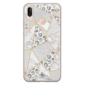 Casimoda Huawei P20 Lite siliconen telefoonhoesje - Stone & leopard print