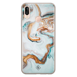 Casimoda Huawei P20 Lite siliconen hoesje - Marmer blauw goud