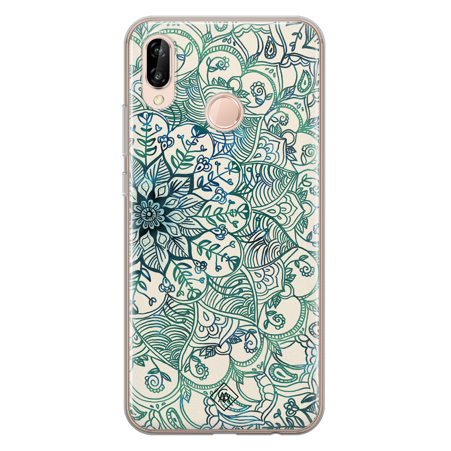 Huawei P20 Lite siliconen hoesje Mandala blauw