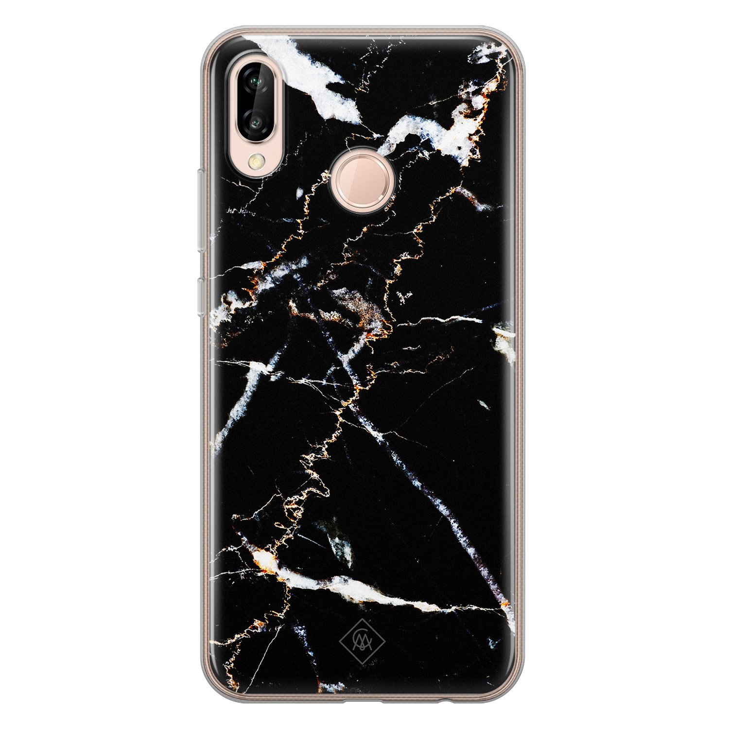 Huawei P20 Lite siliconen hoesje Marmer zwart