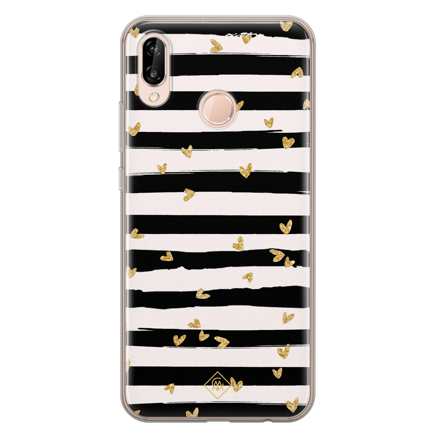 Huawei P20 Lite siliconen telefoonhoesje Hart streepjes