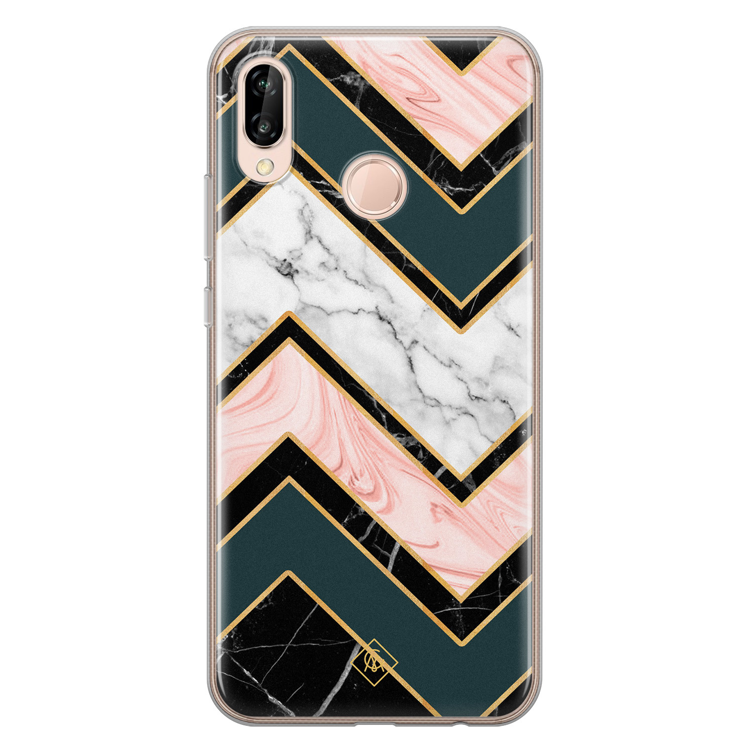 Huawei P20 Lite siliconen hoesje Marmer triangles