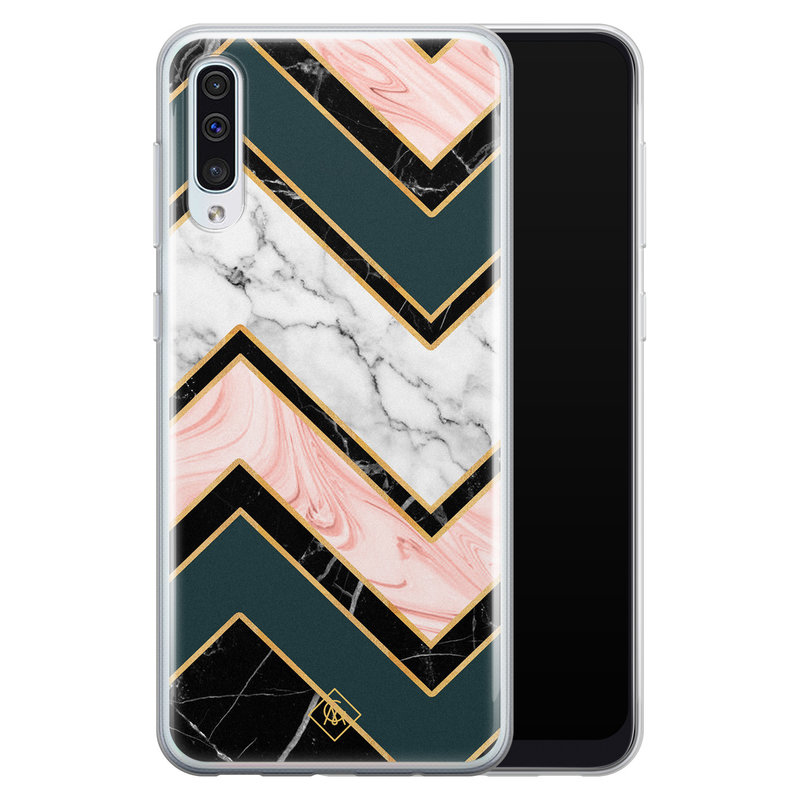 Casimoda Samsung Galaxy A70 siliconen hoesje - Marmer triangles