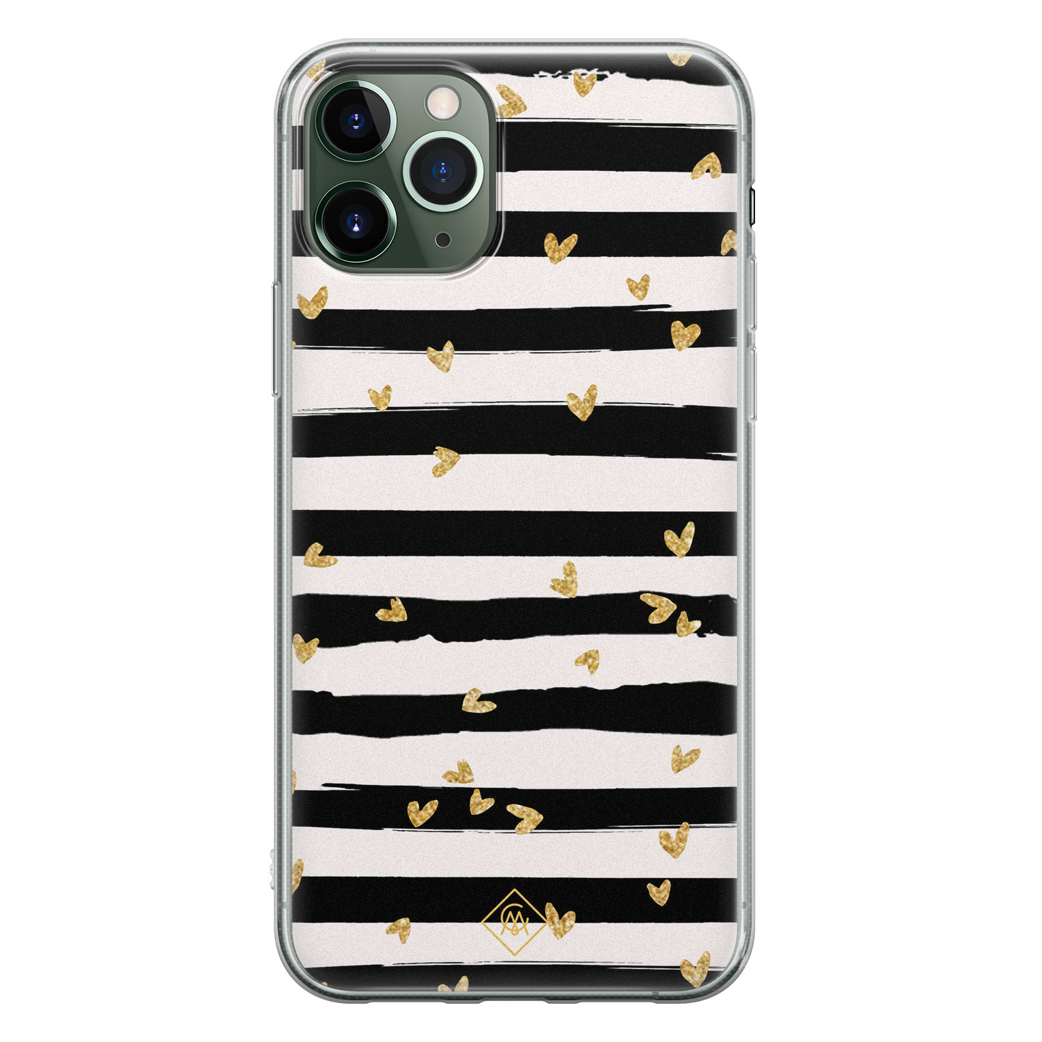 iPhone 11 Pro Max siliconen telefoonhoesje Hart streepjes