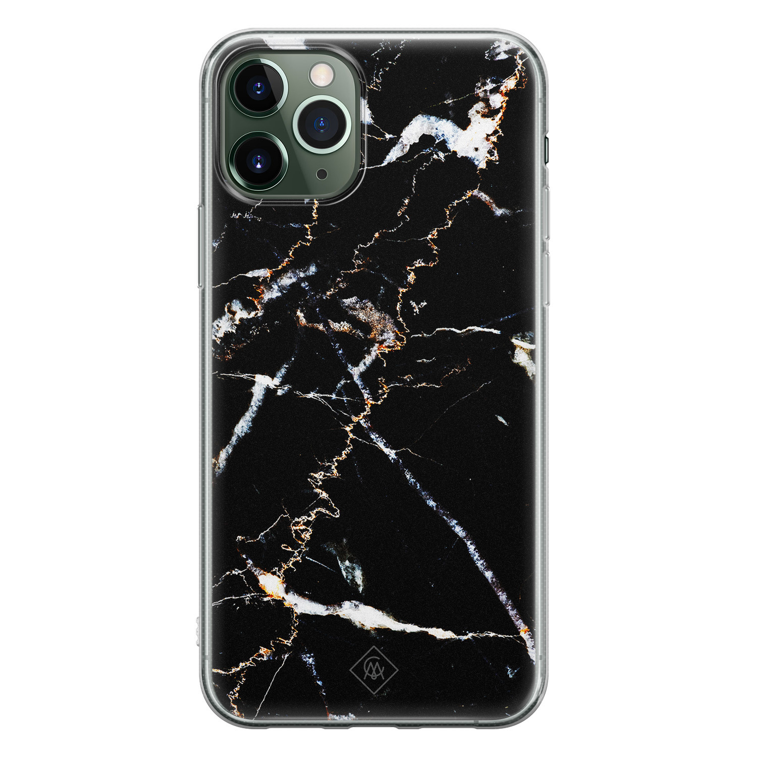 iPhone 11 Pro Max siliconen hoesje - Marmer zwart