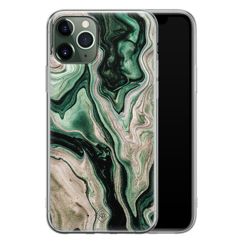 Casimoda iPhone 11 Pro Max siliconen hoesje - Green waves