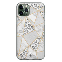 Casimoda iPhone 11 Pro Max siliconen telefoonhoesje - Stone & leopard print
