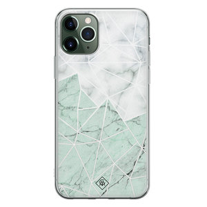 Casimoda iPhone 11 Pro Max siliconen hoesje - Marmer mint mix