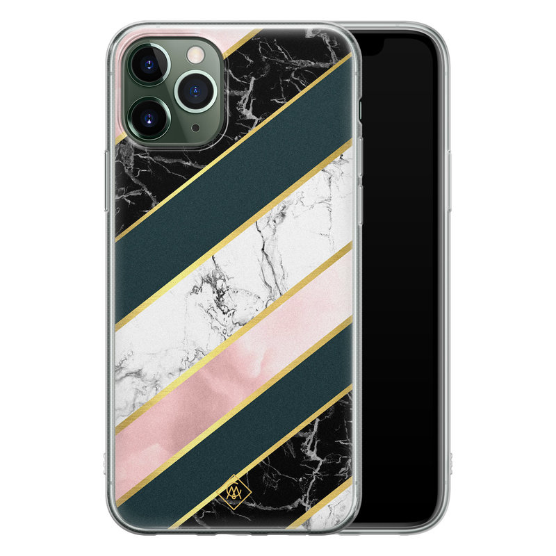 Casimoda iPhone 11 Pro Max siliconen hoesje - Marble stripes