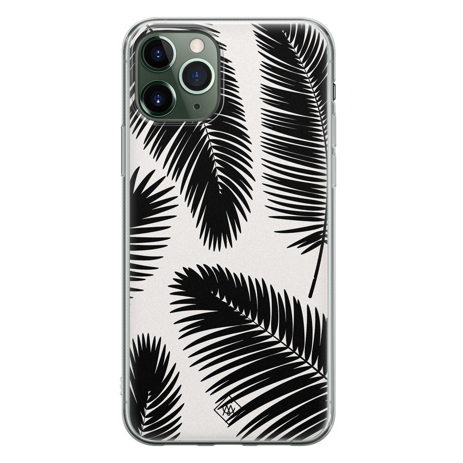 iPhone 11 Pro Max siliconen telefoonhoesje Palm leaves silhouette