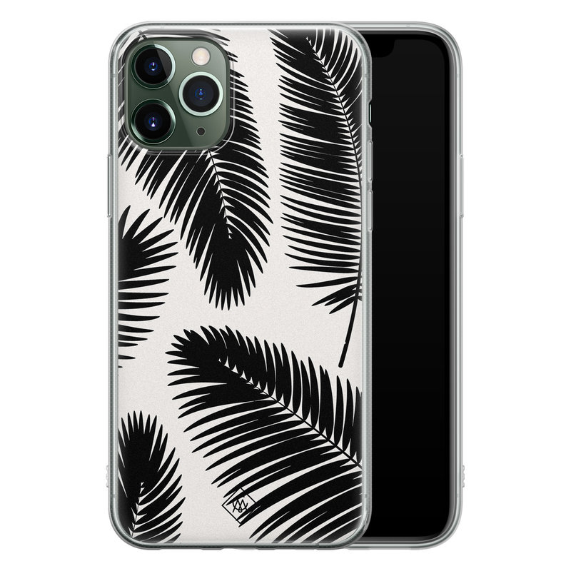 Casimoda iPhone 11 Pro Max siliconen telefoonhoesje - Palm leaves silhouette