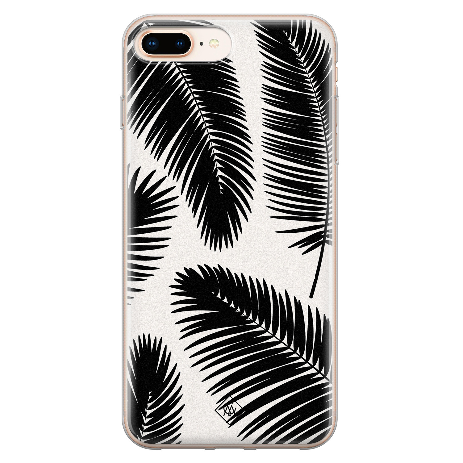 iPhone 8 Plus 7 Plus siliconen telefoonhoesje Palm leaves silhouette