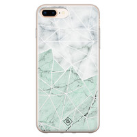 Casimoda iPhone 8 Plus/7 Plus siliconen telefoonhoesje - Marmer mint mix