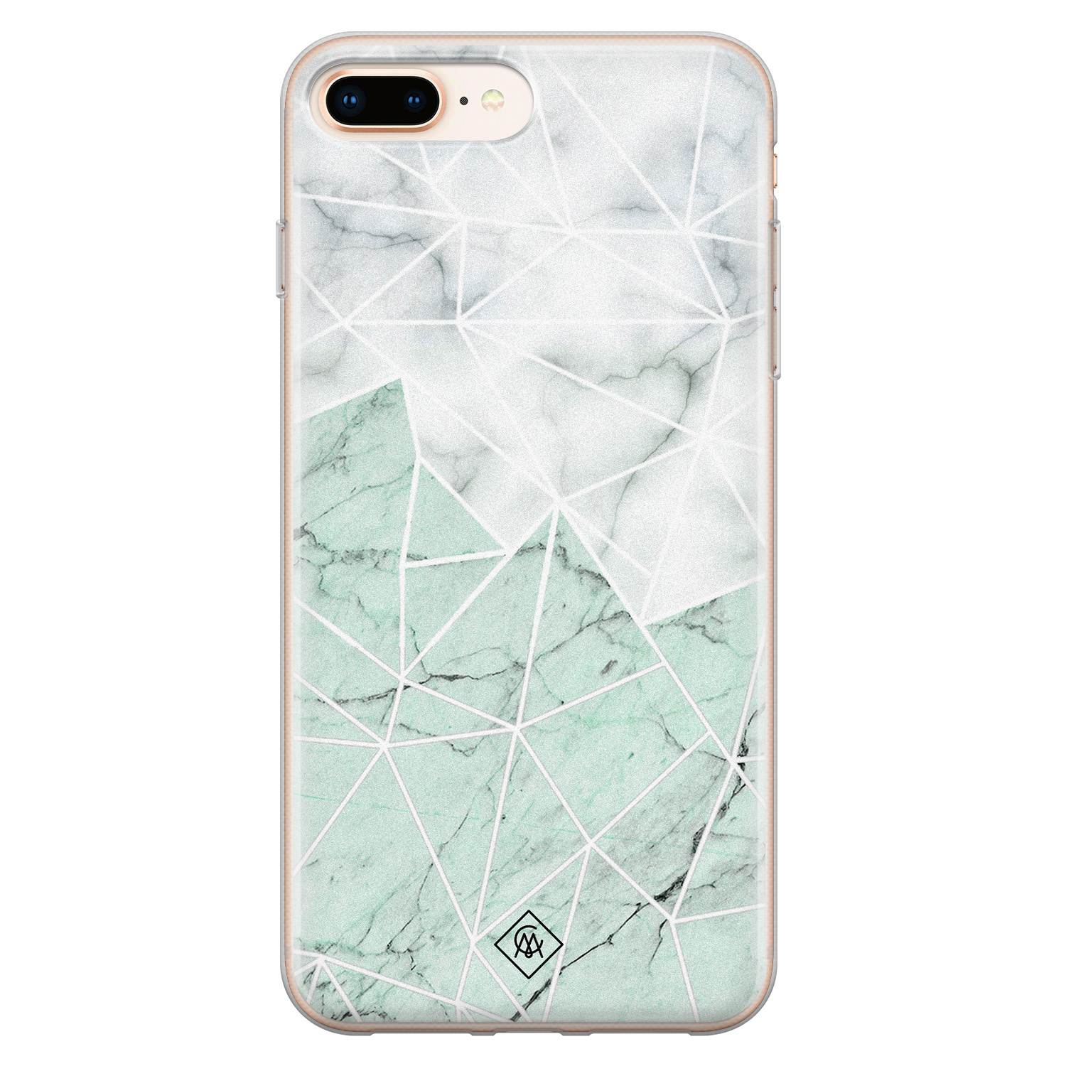 iPhone 8 Plus/7 Plus siliconen telefoonhoesje - Marmer mint mix